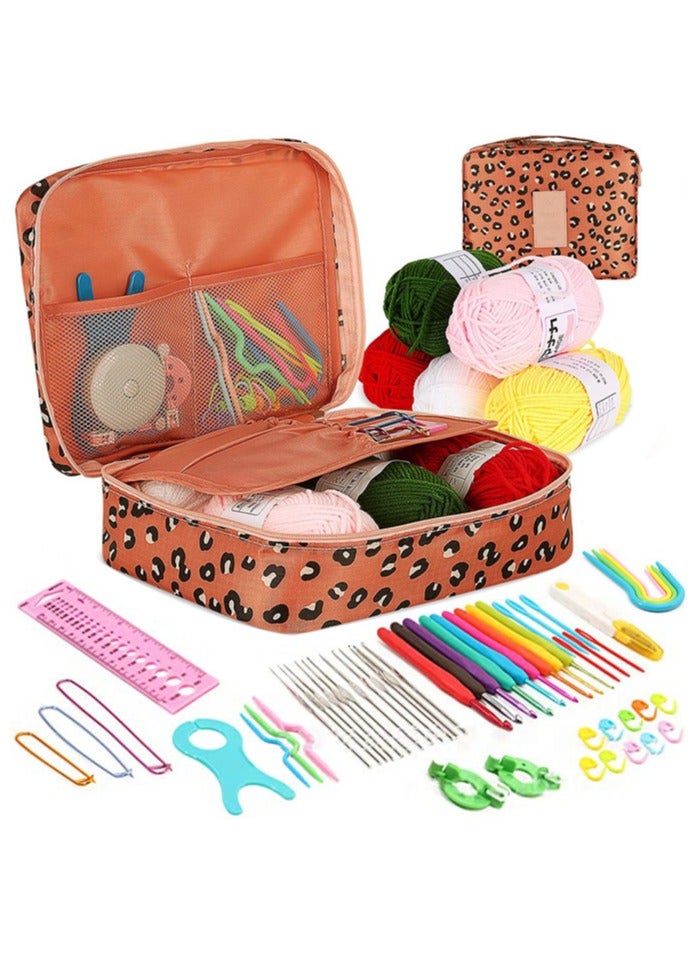 Generic Crochet Kit for Beginners,Multi Size Crochet Hook with Case Accessory, Includes Yarn, 59-PCS Portable Set with Ergonomic Hooks and Knitting Supplies  - Image 1