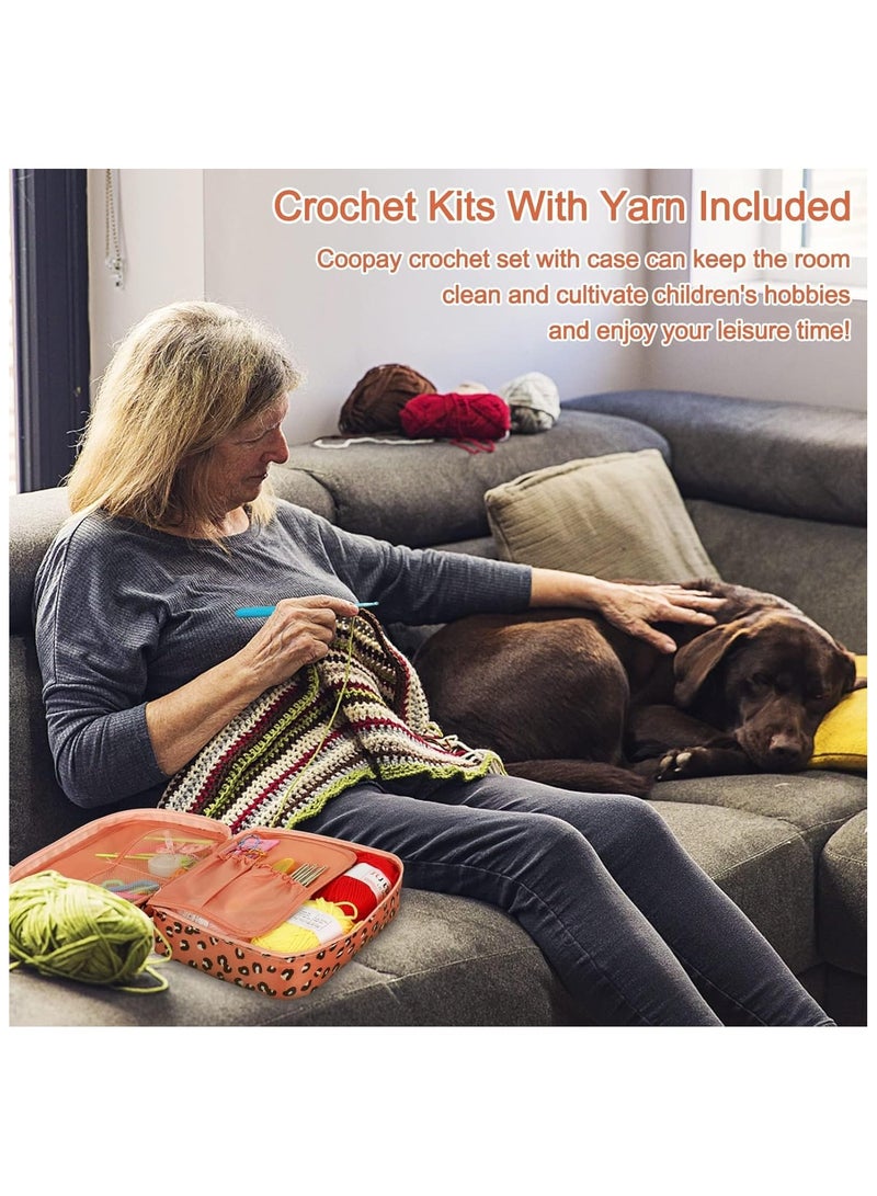 Generic Crochet Kit for Beginners,Multi Size Crochet Hook with Case Accessory, Includes Yarn, 59-PCS Portable Set with Ergonomic Hooks and Knitting Supplies  - Image 3