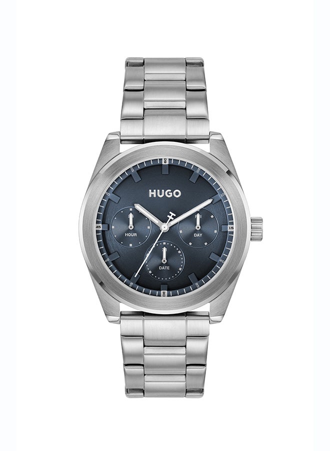 HUGO #BRIGHT SPORT Men's Quartz Watch with Blue Dial and Stainless Steel Bracelet - 1530424