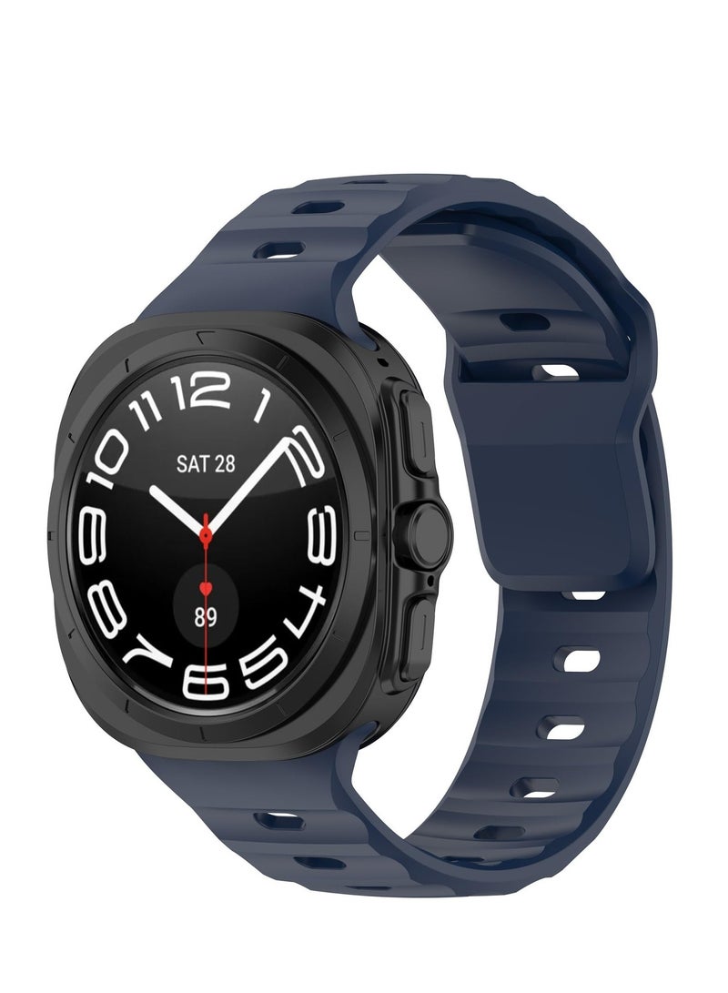 متوافق مع سامسونج غالاكسي ووتش الترا 47mm سوار سيليكون لينة الرياضة سوار للرجال والنساء استبدال الملحقات ( منتصف الليل الأزرق ) - Image 1