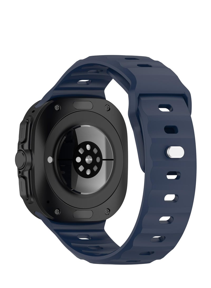 متوافق مع سامسونج غالاكسي ووتش الترا 47mm سوار سيليكون لينة الرياضة سوار للرجال والنساء استبدال الملحقات ( منتصف الليل الأزرق ) - Image 2