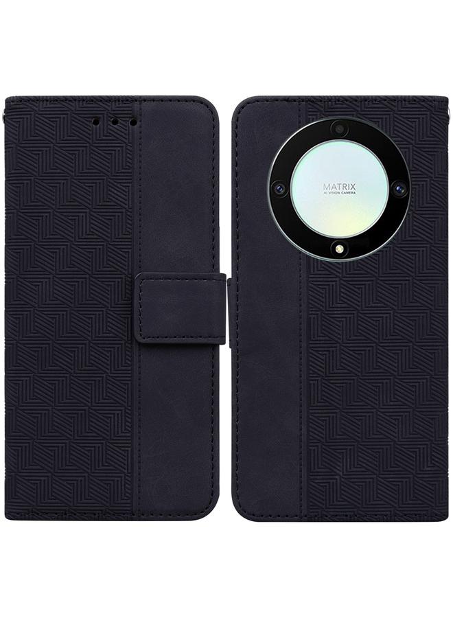 Green Tiger Case For Honor X9a Geometric Embossed Leather Phone Case - Image 1