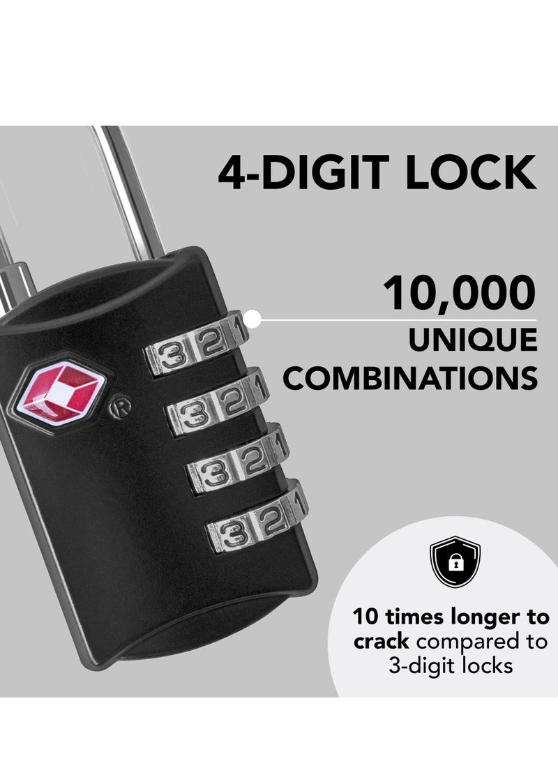Excefore Luggage Lock- 4 Digit Combination Steel Padlocks - Approved Travel Lock for Suitcases & Baggage  - Image 2