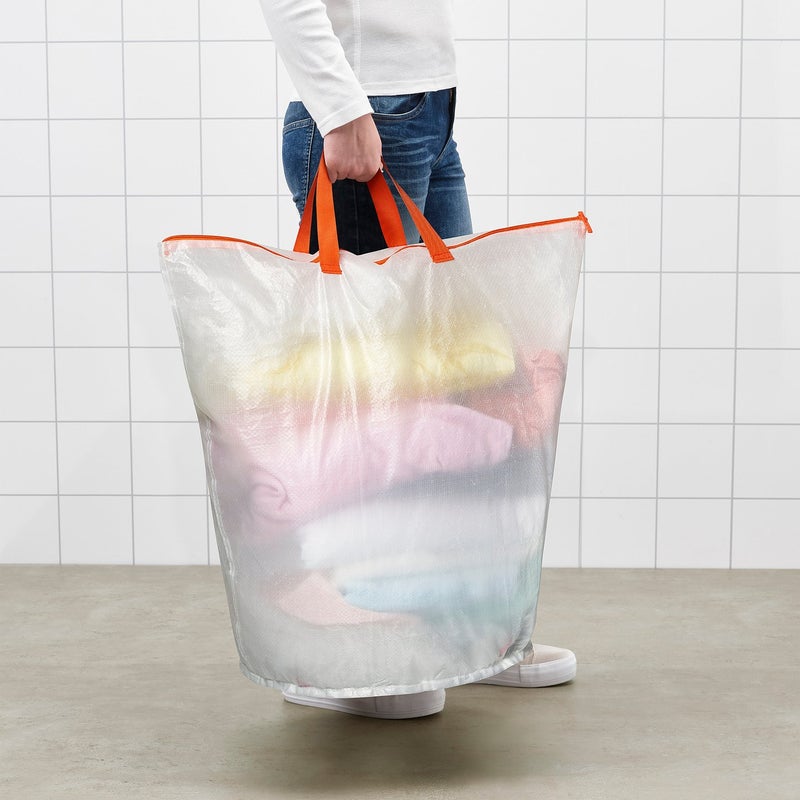 Baitique Laundry Bag, White, 70 L – Semi-Transparent with Carry Handles - Image 5