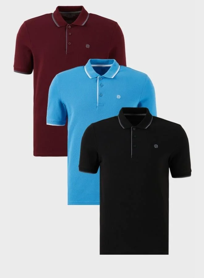 بوراتي تيشيرت رجالي بولو قطن ضيق مخطط  قطع