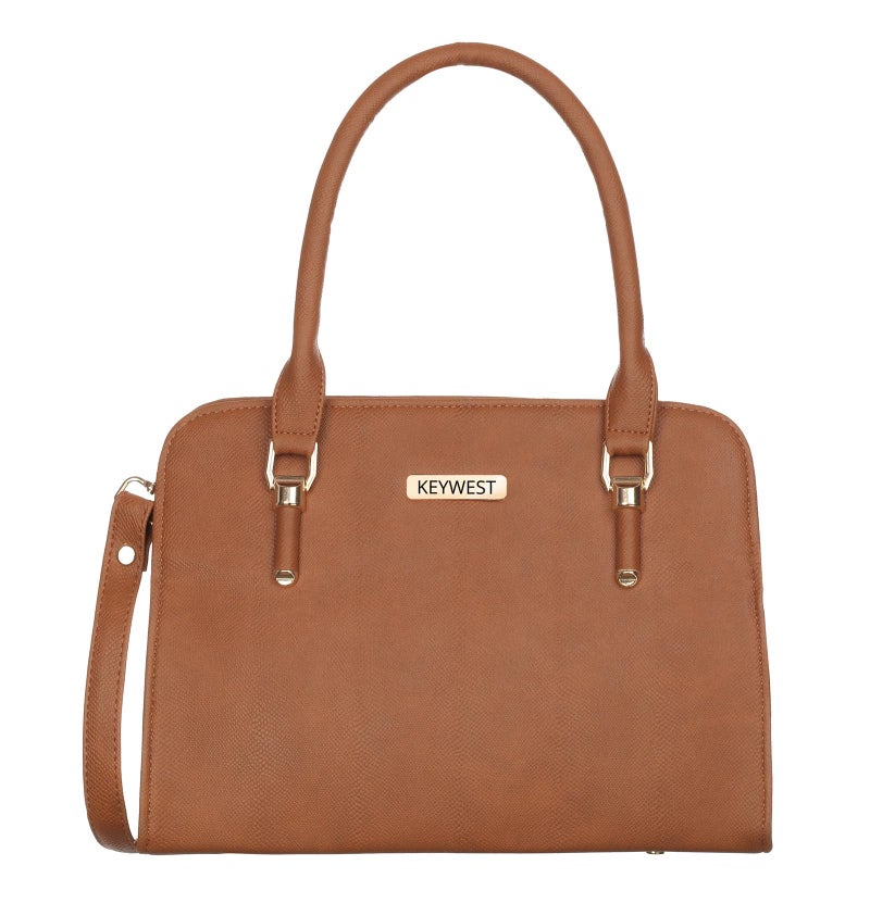 Keywest Women's Squarish Satchel Tote Handbag for Women | Ladies purse | Stylish Shoulder Bag | Gift For Woman | Tan - Image 1