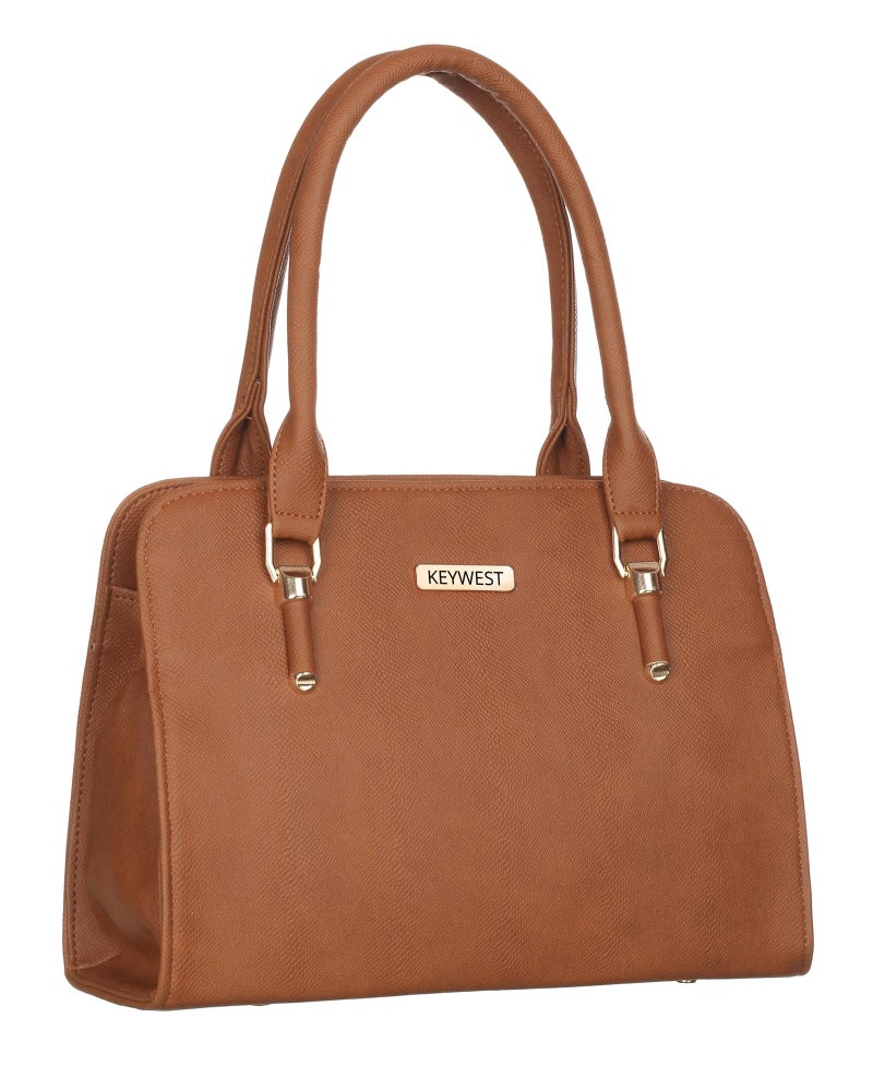 Keywest Women's Squarish Satchel Tote Handbag for Women | Ladies purse | Stylish Shoulder Bag | Gift For Woman | Tan - Image 2