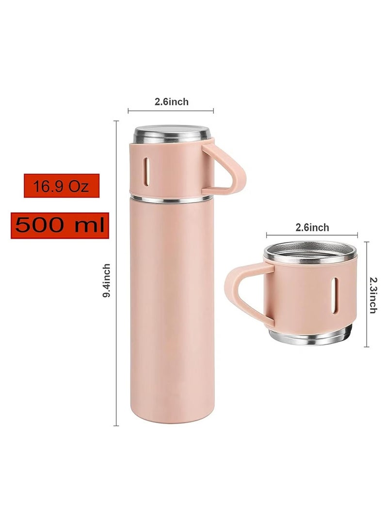 TIGER 500ml Stainless Steel Vacuum Thermos Flask with Silicone Handle – Insulated Water Set with 2 Stainless Steel Cups for Hot & Cold Drinks – Ideal for Outdoor Travel, Camping, Hiking | Gift Box Set (2 PACK) PINK - Image 3