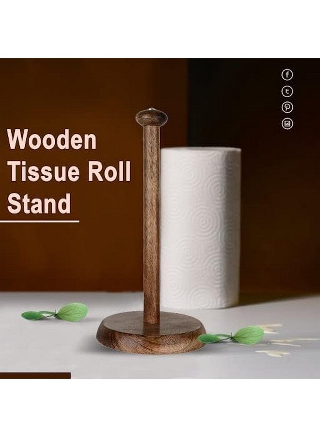 Vintageware® Handcrafted Wooden Kitchen Tissue Paper Roll Stand Holder, Foil Holder (Gem Top) || Kitchen Accessories, Towel Roll Stand Holder, Napkin & Tissue Dispenser Holder Stand (Mango Wood) - Image 5