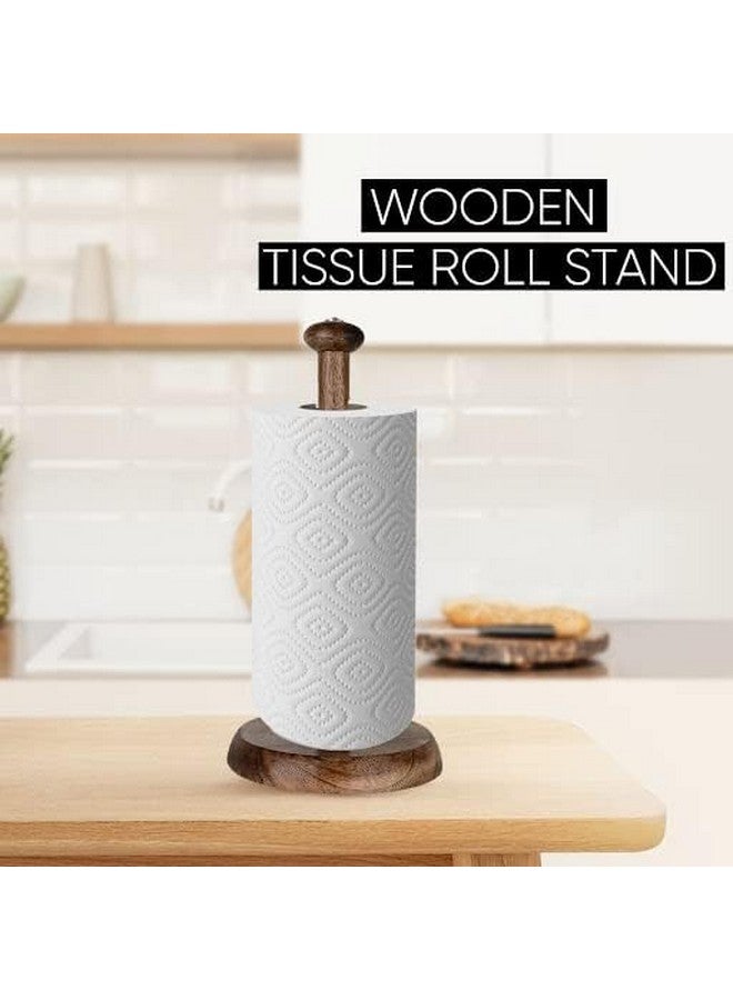 Vintageware® Handcrafted Wooden Kitchen Tissue Paper Roll Stand Holder, Foil Holder (Gem Top) || Kitchen Accessories, Towel Roll Stand Holder, Napkin & Tissue Dispenser Holder Stand (Mango Wood) - Image 2