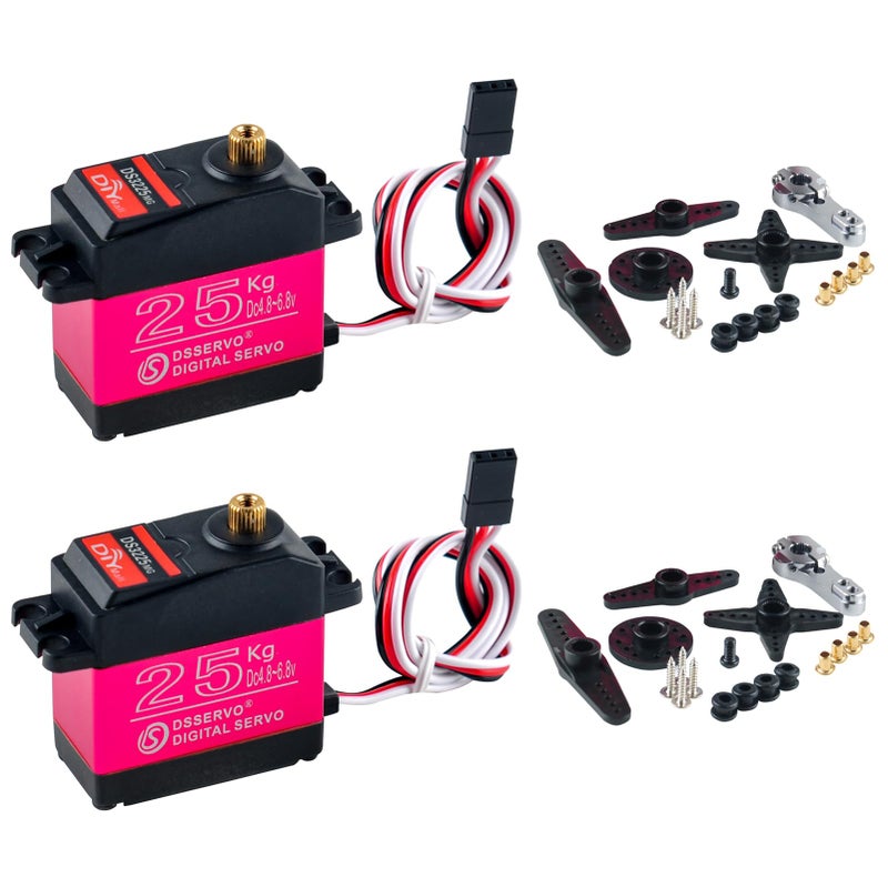 DIYmall DS3225 25kg RC Servo 270 Degree High Torque Full Metal Gear 6V Digital Servo Motor with 25T Arm Servo Horn for DIY Baja Cars Control Pack of 2 Sets - Image 2