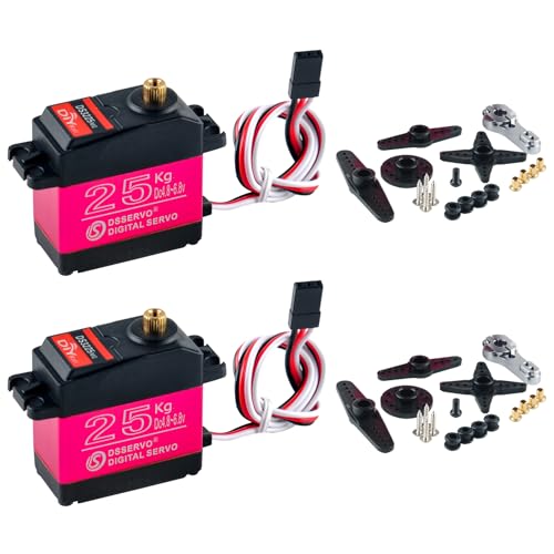 DIYmall DS3225 25kg RC Servo 270 Degree High Torque Full Metal Gear 6V Digital Servo Motor with 25T Arm Servo Horn for DIY Baja Cars Control Pack of 2 Sets - Image 1