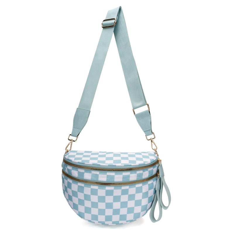 Women's Checkered Oxford Shoulder Bag, Large Capacity Lightweight Crossbody - Image 4
