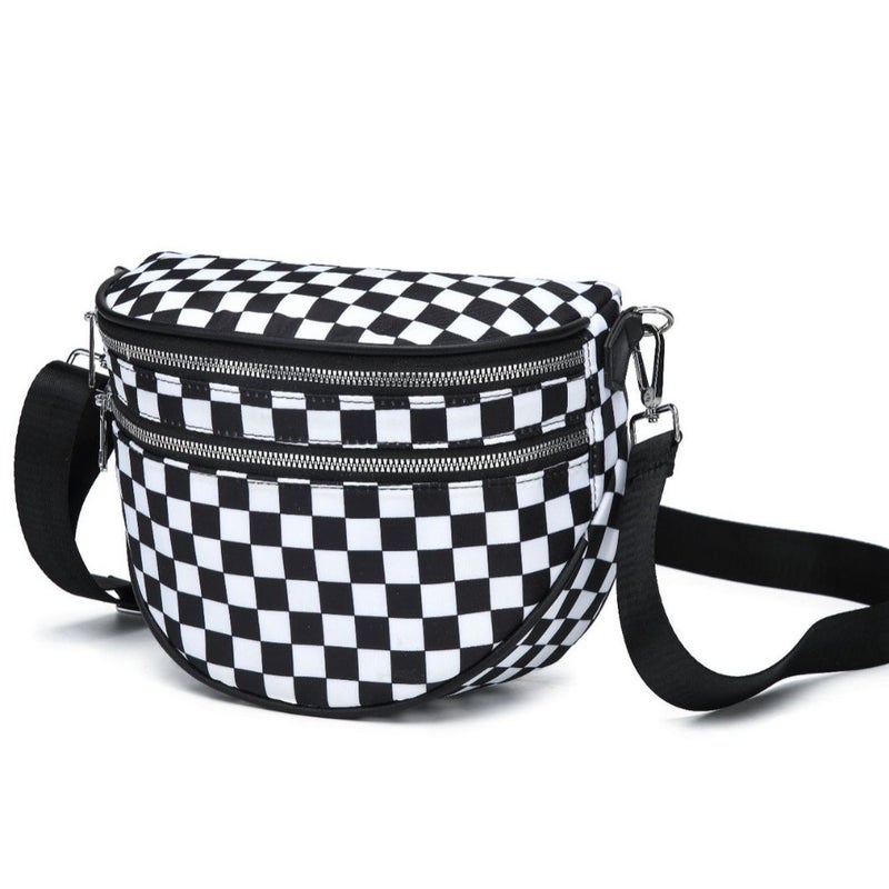 Women's Checkered Oxford Shoulder Bag, Large Capacity Lightweight Crossbody - Image 2