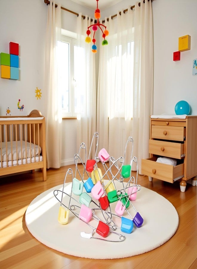 Essivox 20Pcs 2 Inch Safety Diaper Pins, Safety Locking Holder Colorful Safety Pins for Cloth Nappies and Accessorie - Image 5