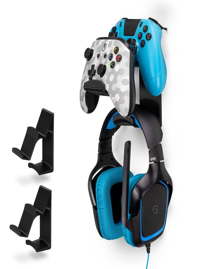 BRAINWAVZ The UberAtlas Dual Game Controller & Headphone Stand Wall Mount Holder for Xbox ONE, Series X, PS5, PS4, PS3, Switch, STEELSERIES Gamepad & More, Stay Organized No Screws, by Brainwavz (Two Pack) - Image 1