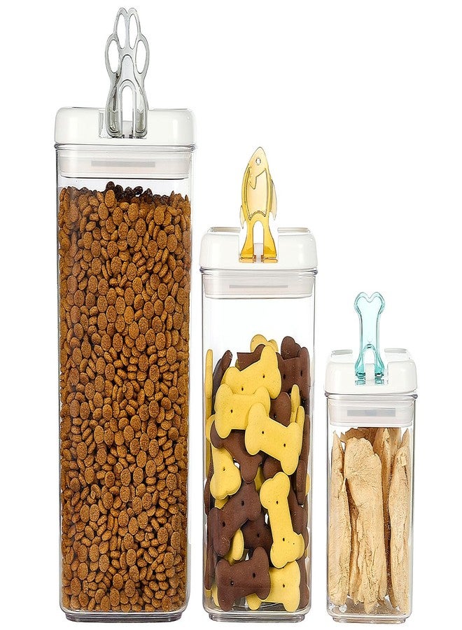 فيلي علبة طعام الحيوانات الأليفة Felli Flip Tite بأغطية محكمة الإغلاق، علبة أكريليك خالية من مادة BPA مع مقابض علوية قابلة للطي على شكل عظمة مخلب سمكة لتخزين طعام القطط والكلاب الجاف، تحافظ على الطعام طازجًا (مجموعة Pet Collection Nest-L3pk) - Image 1