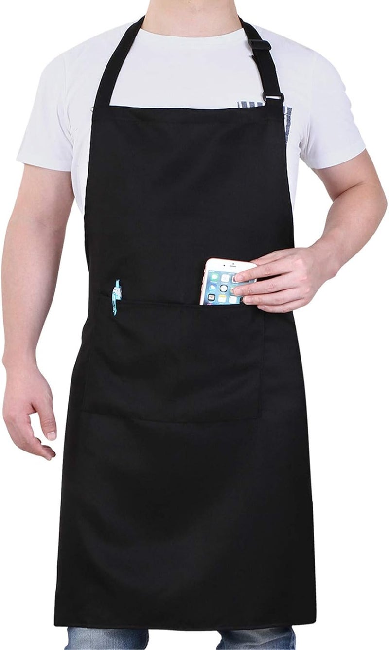 Chef Apron for Men and Women - 33" x 27" Large with 38" Waist Ties, Black - Image 1