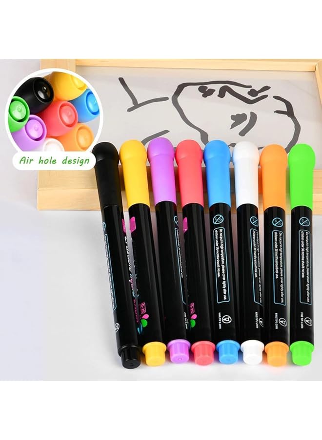erorex Dry Erase Markers 8 Pack Fine Tip Erasable Whiteboard Pens For Kids Liquid Chalk Markers Easy Wipe Compact And Non Toxic Ideal For Home School And Office - Image 3