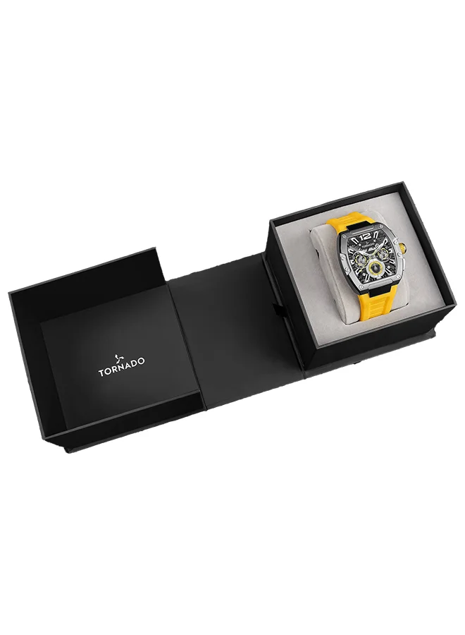 TORNADO TORNADO XENITH Men's Multi Function Part Skeletonized, Multi Layered Black & Electric Yellow Dial  Watch - T23105-XSYB