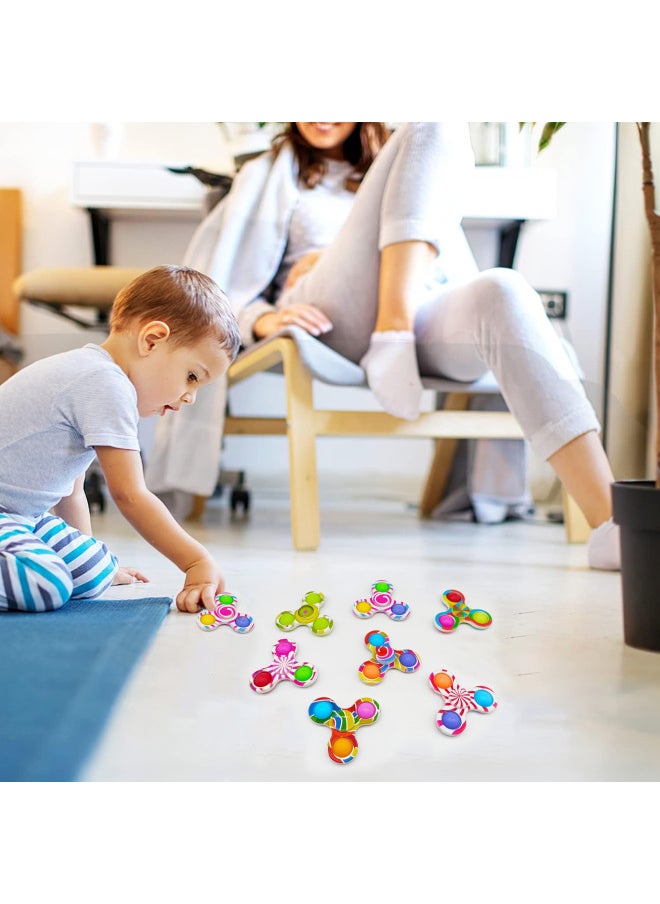Generic - Creative Printing Three-finger Four-finger Five-finger Six-finger Bubble Silicone Rotating Fingertip Finger Top Vent Decompression Toy-Color:Six-finger Round Printed Top, Mixed Color 19.8g - Image 1