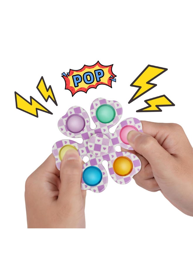 Generic - Creative Printing Three-finger Four-finger Five-finger Six-finger Bubble Silicone Rotating Fingertip Finger Top Vent Decompression Toy-Color:Six-finger Round Printed Top, Mixed Color 19.8g - Image 1