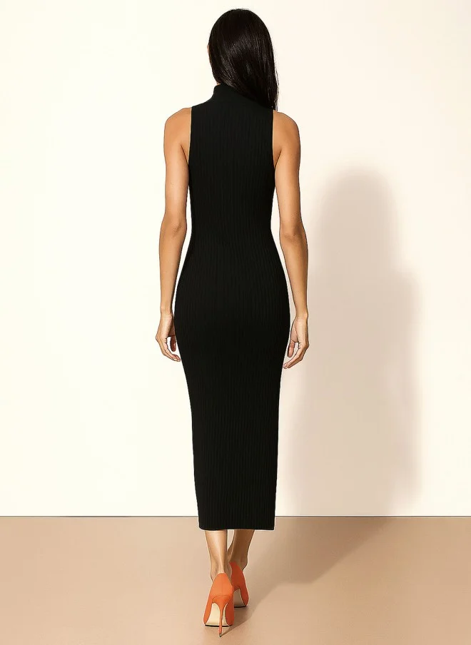 ساسافراس Black Bodycon Midi Dress for Women