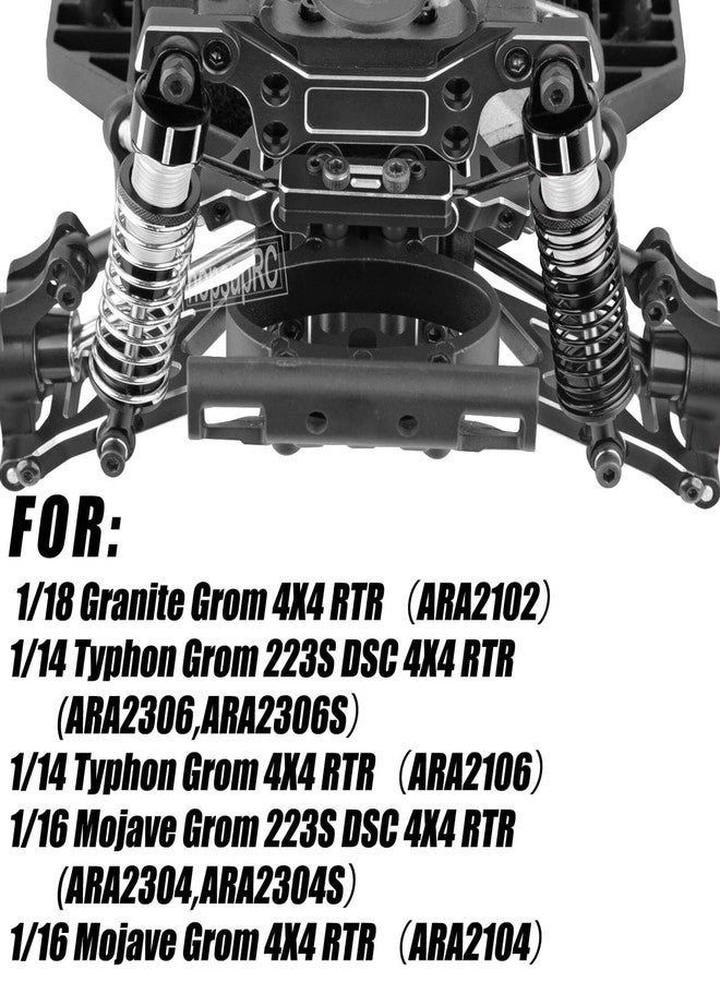 hopsupRC RC Shocks Upgrades Part for 1/18 Granite Grom 1/14 Typhon Grom 1/16 Mojave Grom,Big Bore,Aluminium RC Shocks Absorber Damper,Front Rear Assembled Full Metal Shocks,Replace ARA330824,Black - Image 2