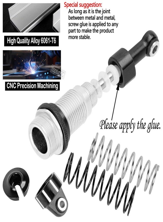 hopsupRC RC Shocks Upgrades Part for 1/18 Granite Grom 1/14 Typhon Grom 1/16 Mojave Grom,Big Bore,Aluminium RC Shocks Absorber Damper,Front Rear Assembled Full Metal Shocks,Replace ARA330824,Black - Image 4