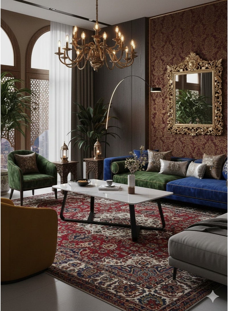 إكسبرت طاولة قهوة كبيرة مستطيلة لغرفة المعيشة متعددة الاستخدامات بإطار معدني أسود EI - 203 - Image 1