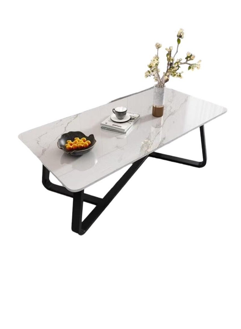 إكسبرت طاولة قهوة كبيرة مستطيلة لغرفة المعيشة متعددة الاستخدامات بإطار معدني أسود EI - 203 - Image 1