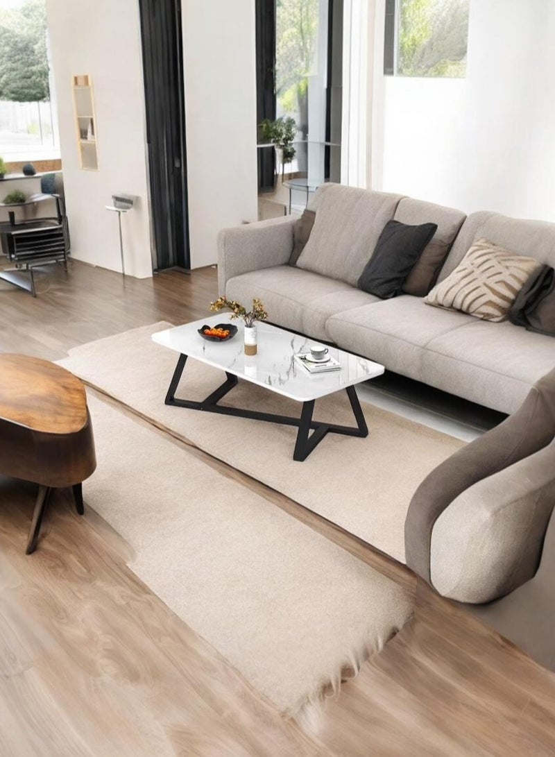 إكسبرت طاولة قهوة كبيرة مستطيلة لغرفة المعيشة متعددة الاستخدامات بإطار معدني أسود EI - 203 - Image 2