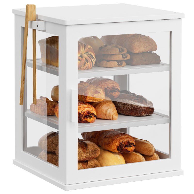 WOWLIVE Bread Box for Kitchen Countertop, Large 3 Layers Bread Storage Container for Homemade Bread with Window, Farmhouse Breadbox Organizer for Kitchen, Cabinet, Pantry (White, Extra Large) - Image 1