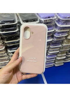 For Iphone16 Liquid Silicone Phone Case For Iphone 16Pro Max/16Pro Full Covering Drop-Resistant Protective Case-Color:Sand Powder [with Logo]]-Applicable Model:For Iphone16promax [sealed Packaging]
