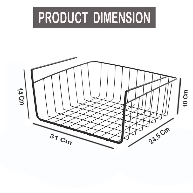 Go Hooked Go Hooked 12-inch Under Shelf Basket (Powder Coated Iron, Black) (Set of 2)  - Image 3