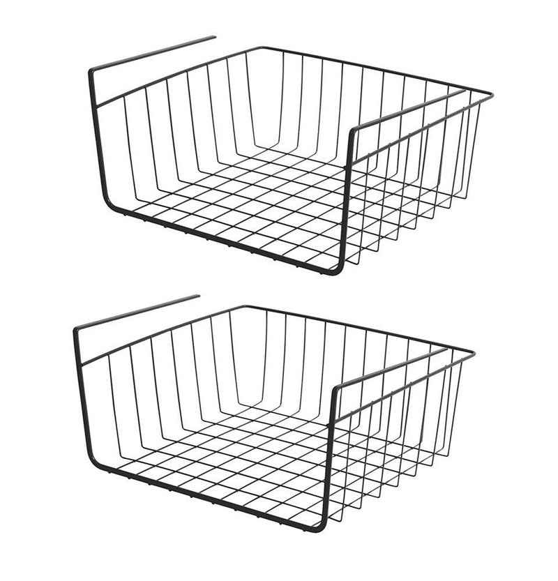 Go Hooked Go Hooked 12-inch Under Shelf Basket (Powder Coated Iron, Black) (Set of 2)  - Image 1