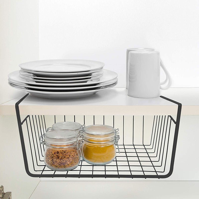 Go Hooked Go Hooked 12-inch Under Shelf Basket (Powder Coated Iron, Black) (Set of 2)  - Image 2