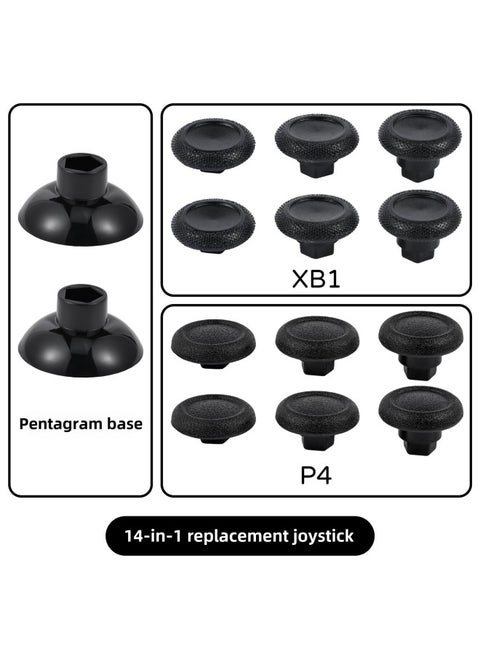 PS5/PS4/XB1/handle 14-in-1 Suit Universal Swing Head Replacement Rocker Button Cap-Product Color:PS4/XB1-Black/14 In 1-/with Packaging