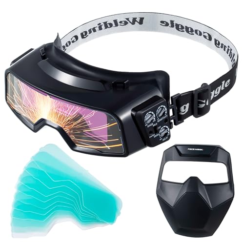 Meonum Auto Darkening Welding Goggles, Wide Rang Shade 4/5-9/9-13, Welding Glasses with Welder Mask and 10 Replacement Lenses, Adjustable Sensitivity work for TIG MIG ARC Plasma Cutting - Image 1