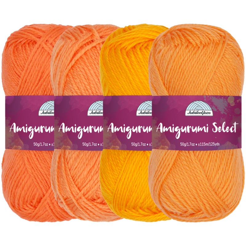 BambooMN خيوط جوبيل يارن أمigurumi المختارة  أكريليك للأطفال  درجات البرتقالي  4 خيوط