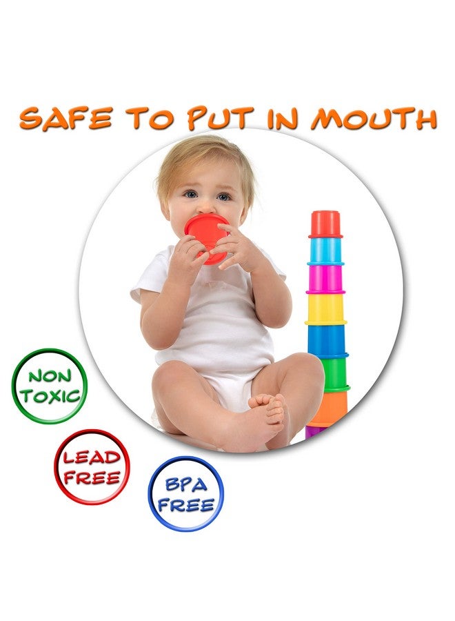 Driddle Colorful Stacking & Nesting Cups - 8 Cups Fun Color Learning Toy - Great Bath & Beach Toy for Baby Toddler & Kids - Preschool Game - Image 4