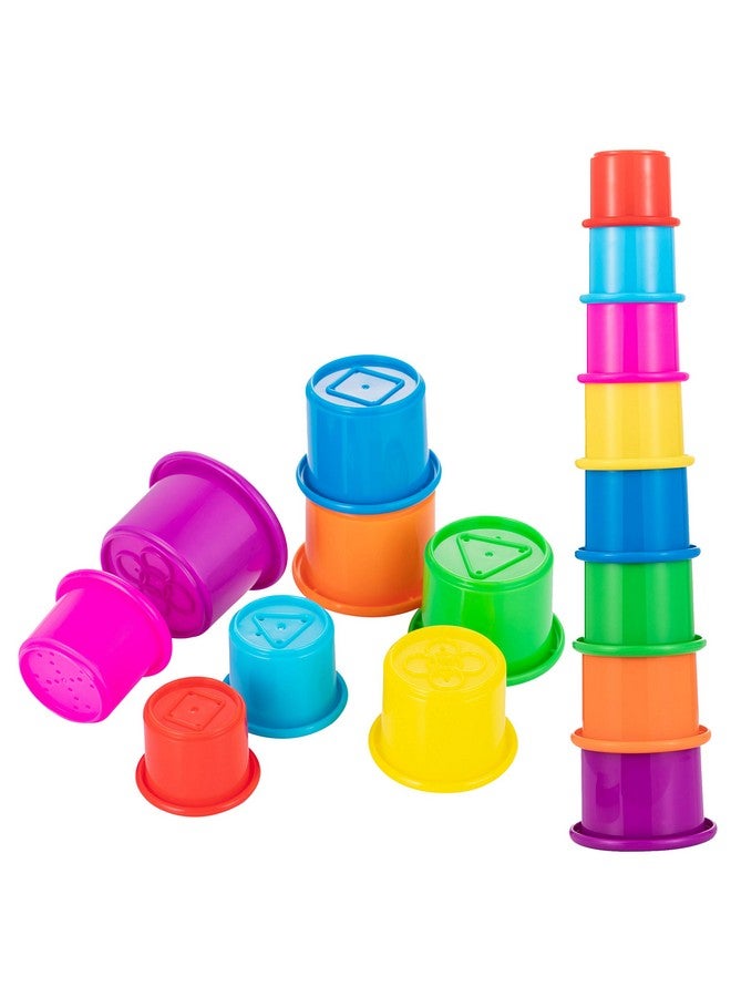 Driddle Colorful Stacking & Nesting Cups - 8 Cups Fun Color Learning Toy - Great Bath & Beach Toy for Baby Toddler & Kids - Preschool Game - Image 1