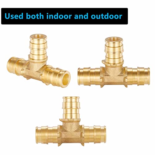 Lidertik (10 Pack) Lidertik 1/2 Pex-A Tee Brass Tubing T Expansion Pipe Pex Fittings 1/2 Inch - Image 5