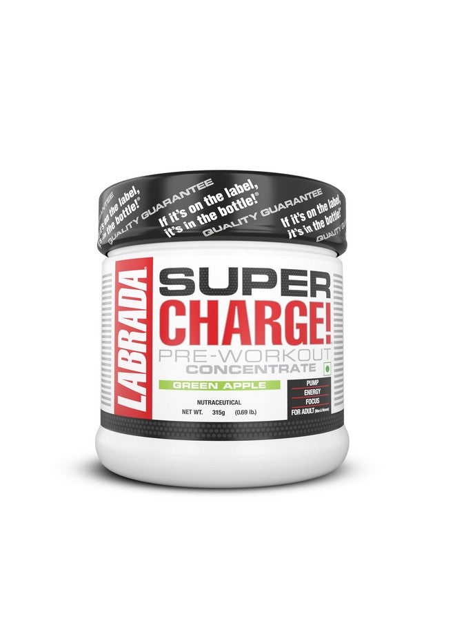 لابرادا مكمل غذائي Super Charge Pre-Workout (L-Arginine، L-Citrulline Malate، Beta Alanine، Caffeine Lahydrous، Ashwagandha Extract، Zinc، 63 وجبة) - 315 جرام (تفاح أخضر) - Image 1