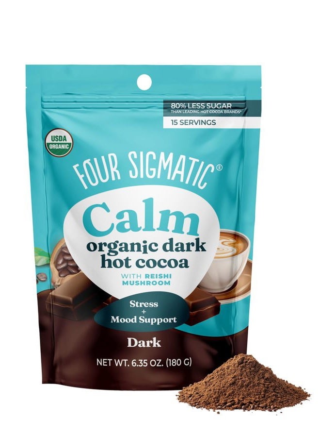 Four Sigmatic Calm Mushroom Cocoa Mix | Organic Dark Hot Cocoa Mix with Reishi Mushroom | Vegan, Dairy Free | 15 Servings - Image 1