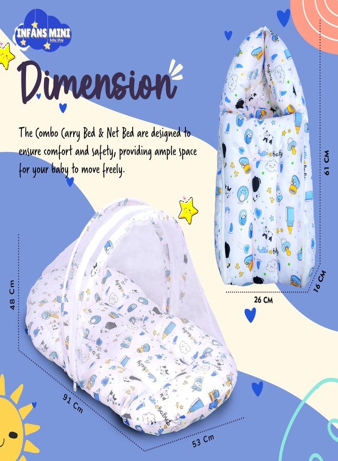 Infans Mini Cotton Baby Bedding Set for New Born Baby Sleeping Bag, Mosquito Net Bed Suitable Upto 6 Months Babies (Panda Blue), 500 TC - Image 5