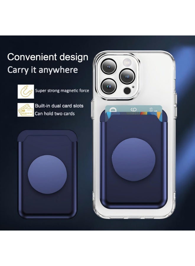 MagSafe Magnetic Wallet Card Holder with Stand | Strong Magnetic Snap-On, Dual Card Slots, Expandable Grip, Compatible with Magnetic Phone Cases & Wireless Charging Phones (Blue) - Image 5