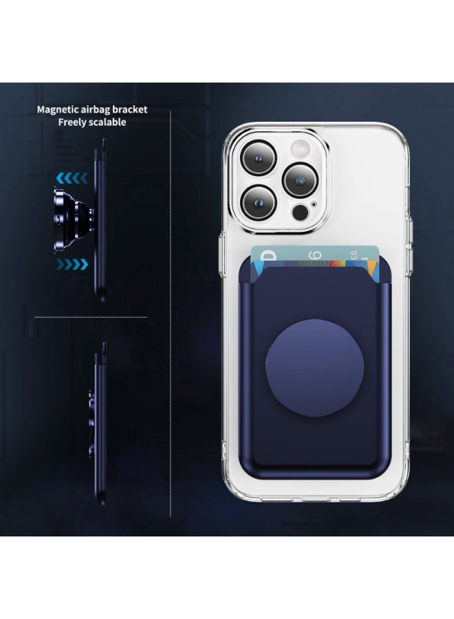 MagSafe Magnetic Wallet Card Holder with Stand | Strong Magnetic Snap-On, Dual Card Slots, Expandable Grip, Compatible with Magnetic Phone Cases & Wireless Charging Phones (Blue) - Image 3
