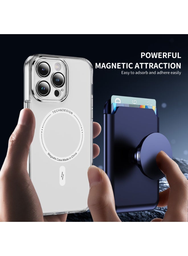 MagSafe Magnetic Wallet Card Holder with Stand | Strong Magnetic Snap-On, Dual Card Slots, Expandable Grip, Compatible with Magnetic Phone Cases & Wireless Charging Phones (Blue) - Image 1