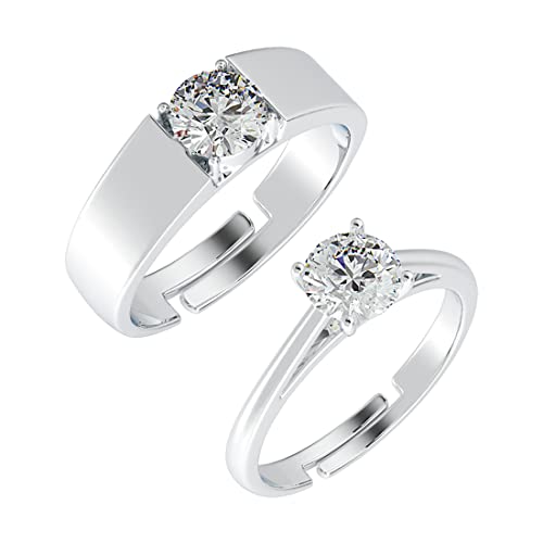 Clara Pure 925 Sterling Silver Luca Adjustable Couple Band, Promise Rings for Lovers | Gift for Men and Women - Image 1